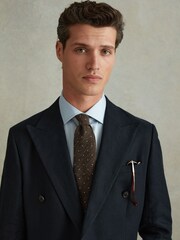 Reiss Chocolate Melange Lorenzo Silk Blend Textured Polka Dot Tie - Image 2 of 5