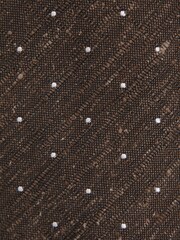 Reiss Chocolate Melange Lorenzo Silk Blend Textured Polka Dot Tie - Image 5 of 5