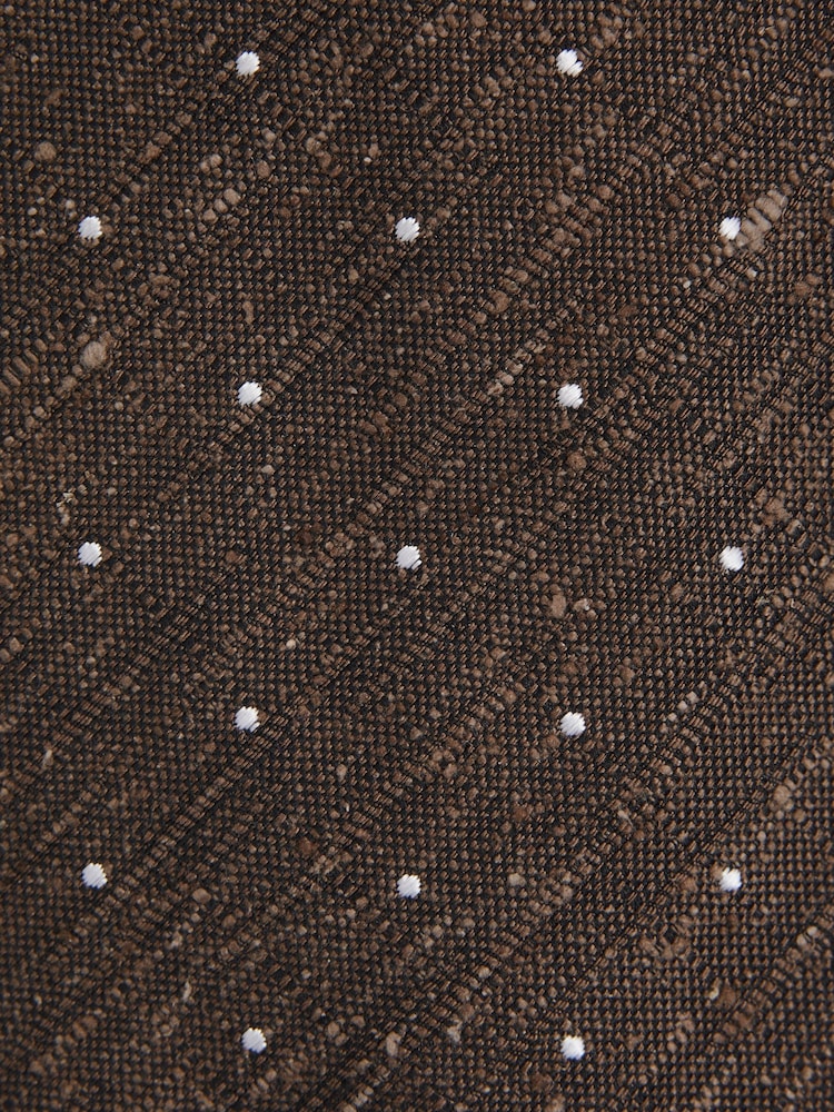Reiss Chocolate Melange Lorenzo Silk Blend Textured Polka Dot Tie - Image 5 of 5