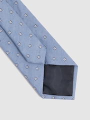 Reiss Sky Blue Trevi Silk Blend Textured Floral Print Tie - Image 4 of 5