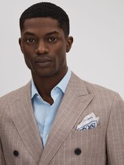 Reiss Blue Domenico Silk Medallion Paisley Print Pocket Square - Image 2 of 5