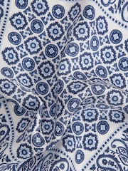 Reiss Blue Domenico Silk Medallion Paisley Print Pocket Square - Image 5 of 5