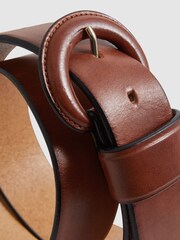Reiss Tan Nina Leather Round Buckle Belt - Image 3 of 4