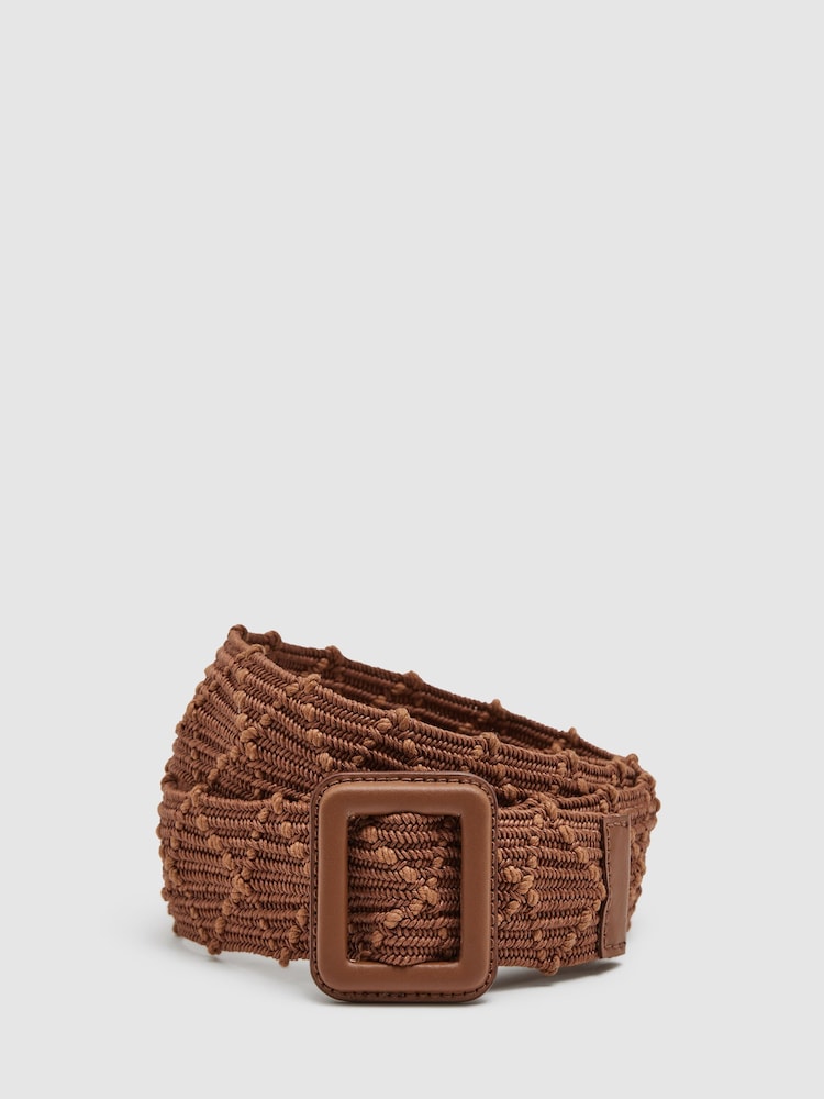 Reiss Tan Vivian Elasticated Woven Belt - Image 1 of 4 Reiss Tan Vivian Elasticated Woven Belt - Image 1 of 4