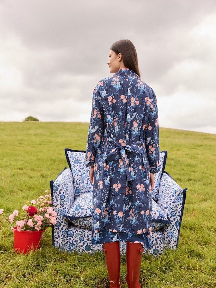 Cath Kidston Navy Floral Print 100% Cotton Poplin Robe - Image 7 of 7 Cath Kidston Navy Floral Print 100% Cotton Poplin Robe - Image 7 of 7