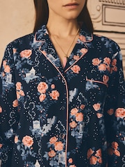 Cath Kidston Navy 100% Cotton Poplin Button Through Pyjamas - Image 3 of 7