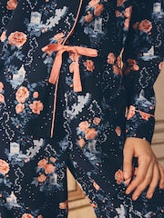 Cath Kidston Navy 100% Cotton Poplin Button Through Pyjamas - Image 4 of 7