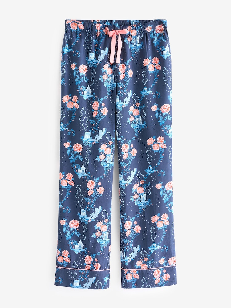 Cath Kidston Navy 100% Cotton Poplin Button Through Pyjamas - Image 7 of 7