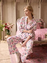 Cath Kidston Lilac Purple Rosette Print 100% Cotton Poplin Button Through Pyjamas - Image 12 of 21