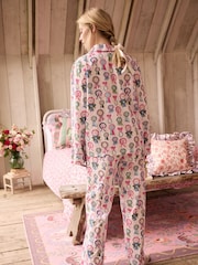 Cath Kidston Lilac Purple Rosette Print 100% Cotton Poplin Button Through Pyjamas - Image 15 of 21