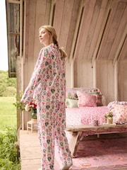Cath Kidston Lilac Purple Rosette Print 100% Cotton Poplin Button Through Pyjamas - Image 16 of 21