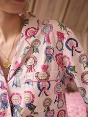 Cath Kidston Lilac Purple Rosette Print 100% Cotton Poplin Button Through Pyjamas - Image 17 of 21