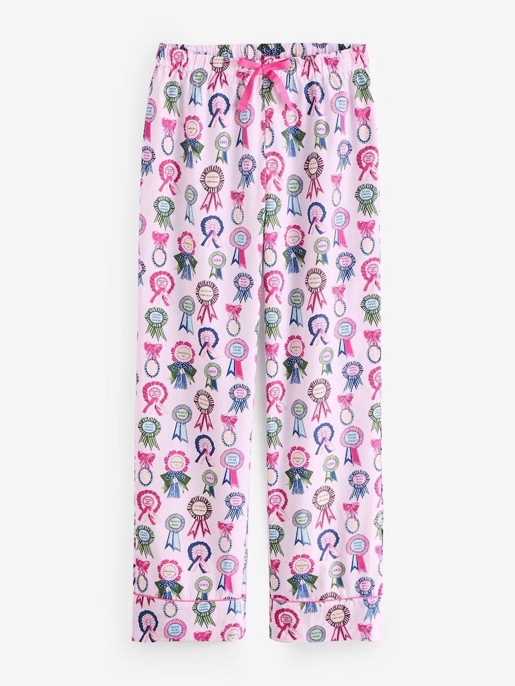 Cath Kidston Lilac Purple Rosette Print 100% Cotton Poplin Button Through Pyjamas - Image 21 of 21