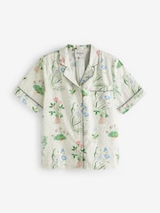 Cath Kidston Ecru Roots Print 100% Cotton Poplin Button Through Pyjama Shorts Set - Image 6 of 7