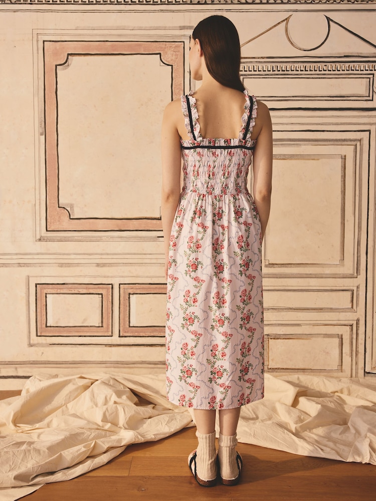Cath Kidston Pink Floral 100% Cotton Poplin Slip Dress - Image 2 of 4