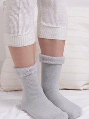 Totes Natural Ladies Brushed Thermal Bed Socks 2 Pack - Image 2 of 5