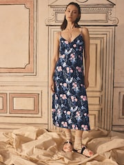 Cath Kidston Navy Floral Woven Viscose V-Neck Slip - Image 2 of 8