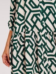 Apricot Green Geo Print Tiered Shirt Dress - Image 4 of 4