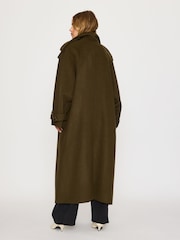 Anthropologie Green Funnel-Neck Wool-Blend Maxi Coat - Image 2 of 5