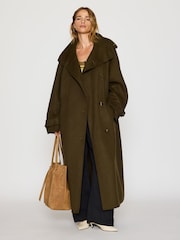 Anthropologie Green Funnel-Neck Wool-Blend Maxi Coat - Image 3 of 5