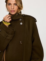Anthropologie Green Funnel-Neck Wool-Blend Maxi Coat - Image 4 of 5