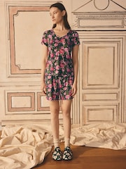Cath Kidston Green Rose Jersey Viscose Frill Pyjamas Shorts Set - Image 1 of 8