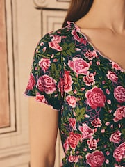 Cath Kidston Green Rose Jersey Viscose Frill Pyjamas Shorts Set - Image 3 of 8