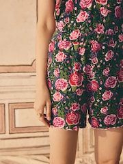 Cath Kidston Green Rose Jersey Viscose Frill Pyjamas Shorts Set - Image 4 of 8