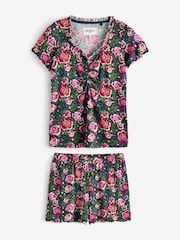 Cath Kidston Green Rose Jersey Viscose Frill Pyjamas Shorts Set - Image 5 of 8