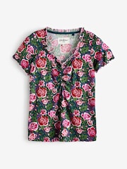 Cath Kidston Green Rose Jersey Viscose Frill Pyjamas Shorts Set - Image 6 of 8