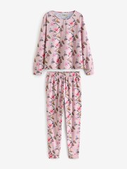Cath Kidston Pale Pink Floral 100% Cotton Henley Pyjamas - Image 10 of 13