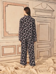 Cath Kidston Black Monsters 100% Cotton Poplin Button Through Pyjamas - Image 2 of 7