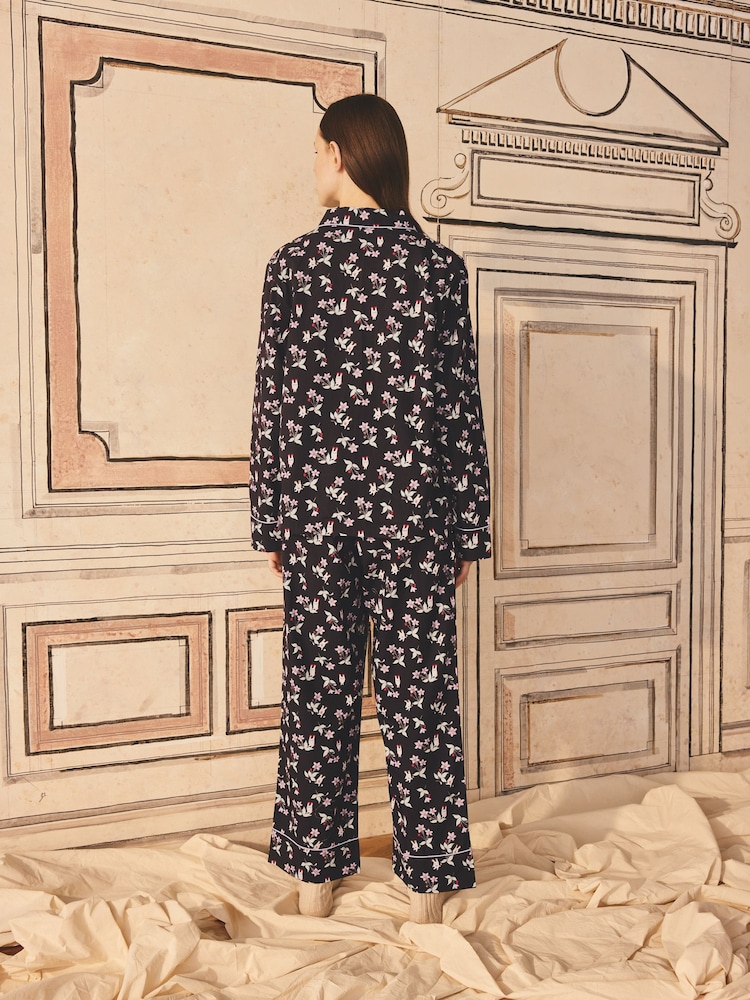 Cath Kidston Black Monsters 100% Cotton Poplin Button Through Pyjamas - Image 2 of 7