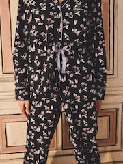 Cath Kidston Black Monsters 100% Cotton Poplin Button Through Pyjamas - Image 4 of 7
