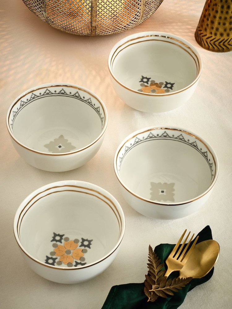 Set of 4 White Aliya Bowls - Image 1 of 5