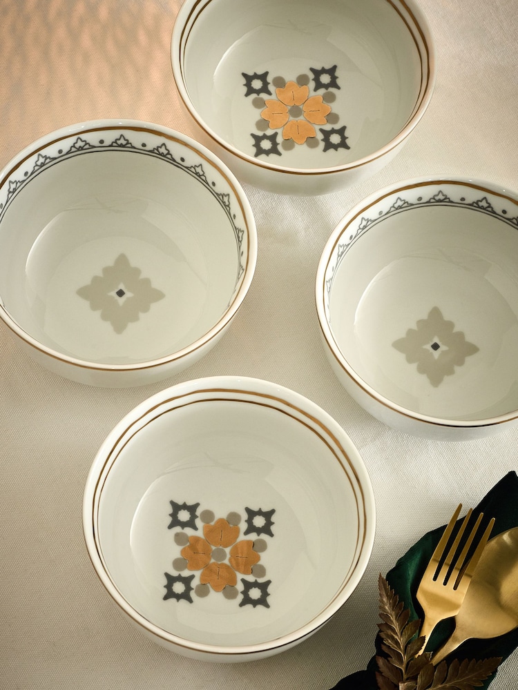 Set of 4 White Aliya Bowls - Image 2 of 5