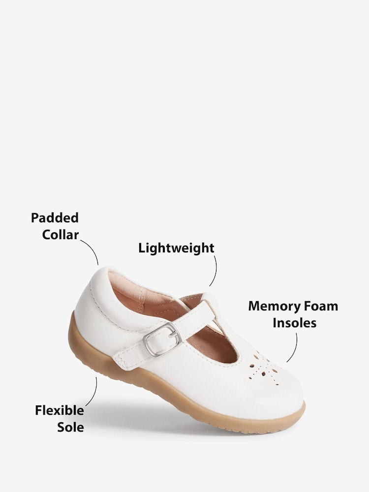 White Leather - First Walker T-Bar Touch fastening Shoes - Image 5 of 5