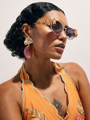 River Island Orange Del Maar Slim  Flower Sunglasses - Image 1 of 5