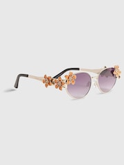 River Island Orange Del Maar Slim  Flower Sunglasses - Image 2 of 5