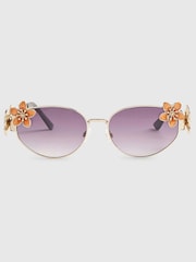 River Island Orange Del Maar Slim  Flower Sunglasses - Image 3 of 5