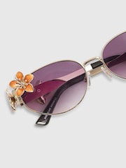 River Island Orange Del Maar Slim  Flower Sunglasses - Image 5 of 5
