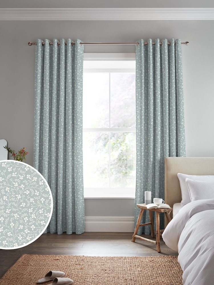 Laura Ashley Duck Egg Campion Made to Measure 100% Cotton Curtains - Image 2 of 9