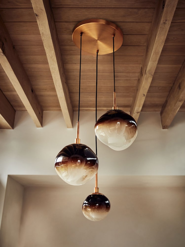 French Connection Brass/Brown Cluster Light Jamavar Pendant Ceiling Light - Image 2 of 4