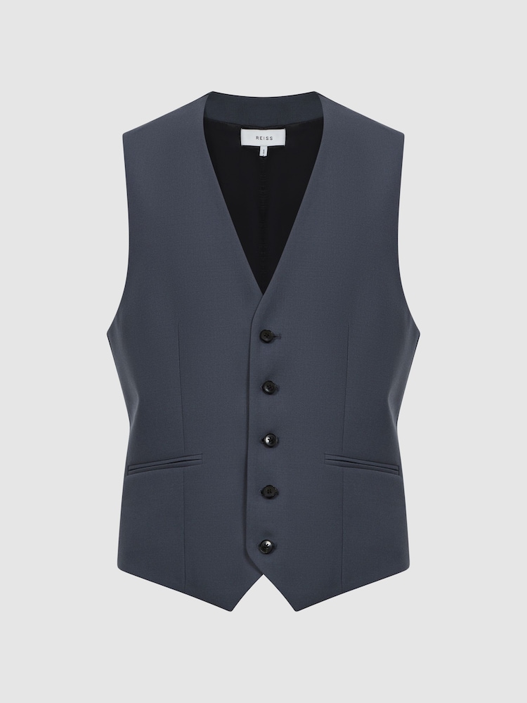 Chaleco de corte slim de lana con botones Fine Five de Reiss - Imagen 2 de 4