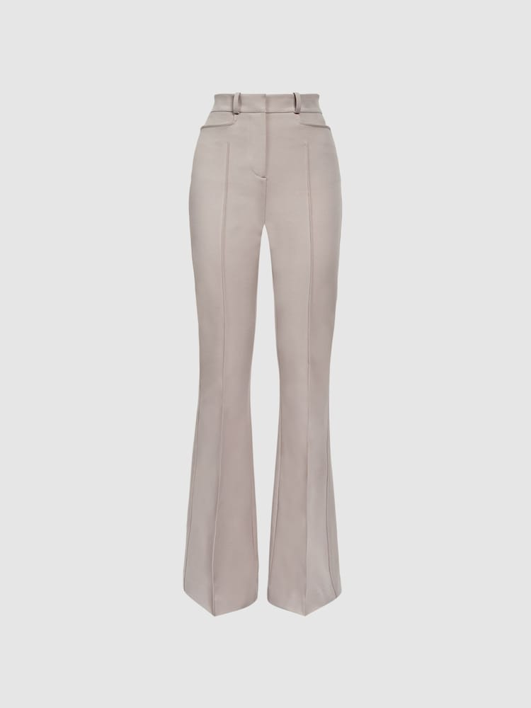 Reiss Neutral Dylan Flared High Rise Trousers - Image 2 of 5