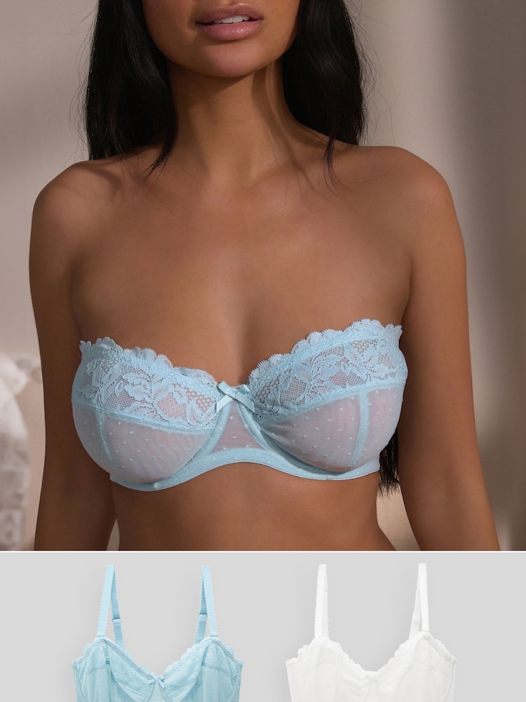 Blue/White DD+ Non Pad Strapless Bras 2 Pack - Image 1 of 9