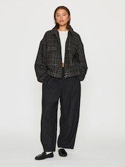 Anthropologie Brown Textured Boucle Bomber Jacket - Image 1 of 5
