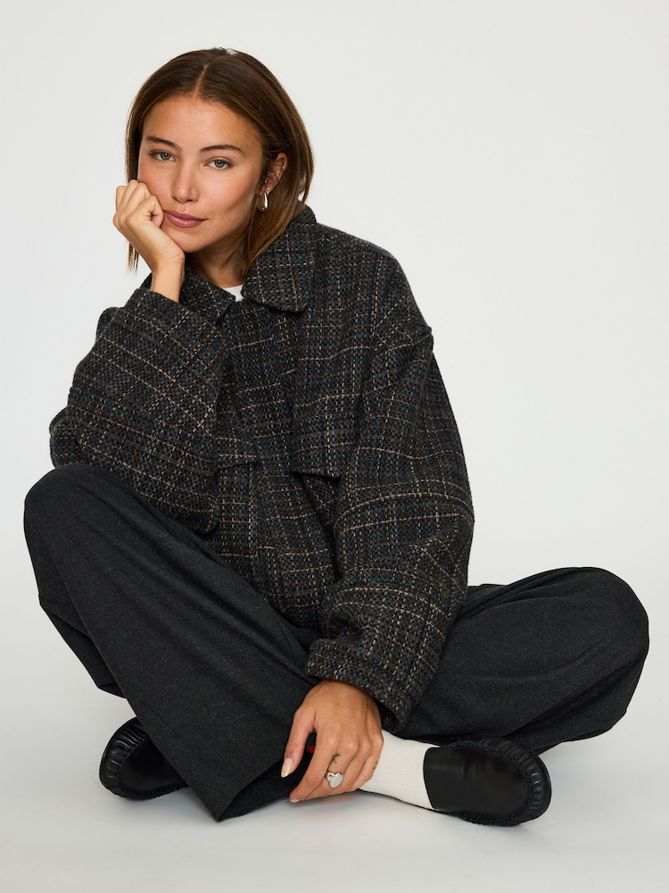 Anthropologie Brown Textured Boucle Bomber Jacket - Image 2 of 5 Anthropologie Brown Textured Boucle Bomber Jacket - Image 2 of 5