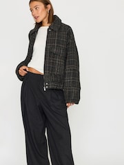 Anthropologie Brown Textured Boucle Bomber Jacket - Image 3 of 5