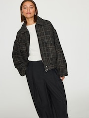 Anthropologie Brown Textured Boucle Bomber Jacket - Image 5 of 5